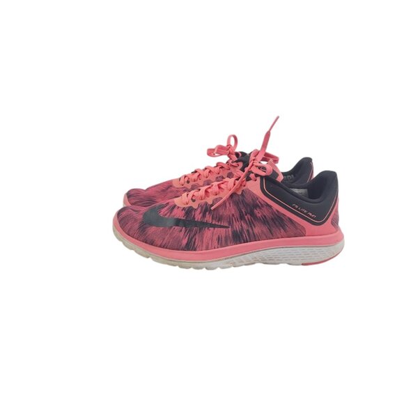 Nike Women's Pink Black FS Lite Run Mesh Low Top Athletic Running Shoes Size 8 - Picture 1 of 7